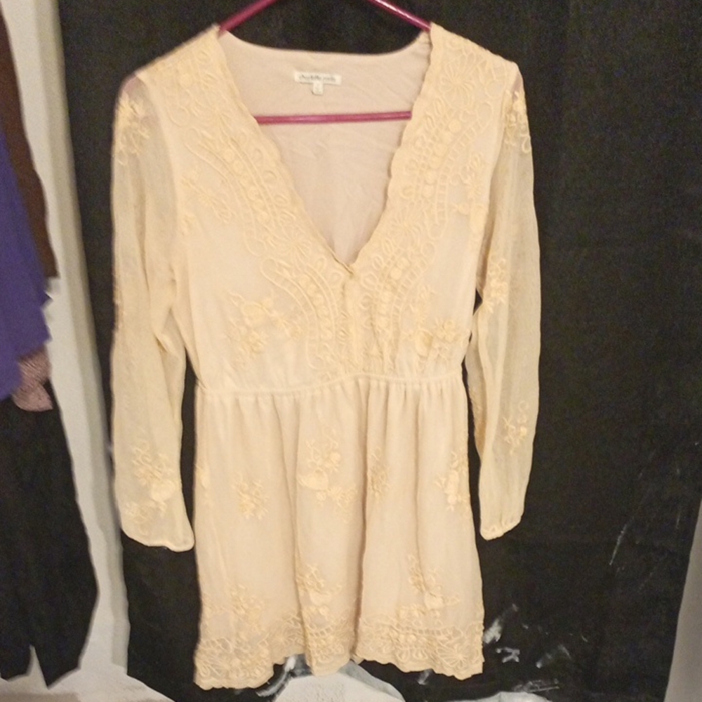 Charlotte Russe Cream Long Sleeve Dress